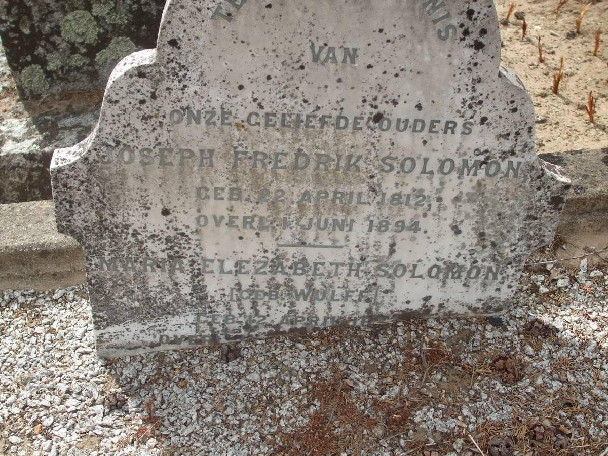SOLOMON Joseph Fredrik 1812-1894 &amp; Maria Elezabeth WULFF ?-?