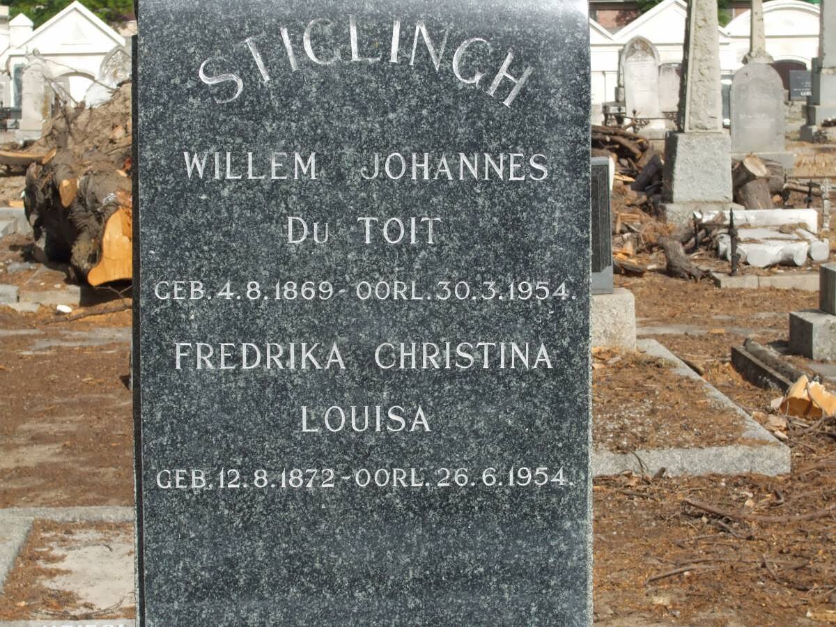 STIGLINGH Willem Johannes Du Toit 1869-1954 &amp; Fredrika Christina Louisa 1872-1954