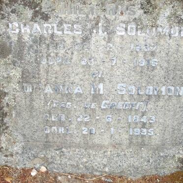SOLOMON Charles J. 1837-1916 &amp; Johanna M. DE GREEF 1843-1935