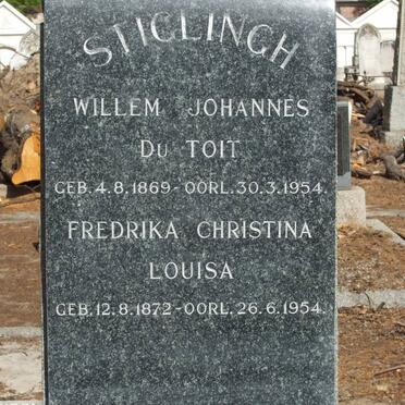 STIGLINGH Willem Johannes Du Toit 1869-1954 &amp; Fredrika Christina Louisa 1872-1954