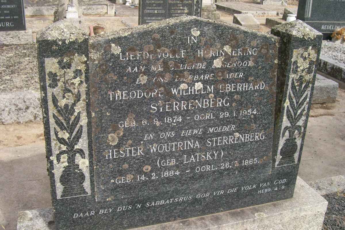 STERRENBERG Theodore Wilhelm Eberhard 1874-1954 &amp; Hester Woutrina LATSKY 1884-1965