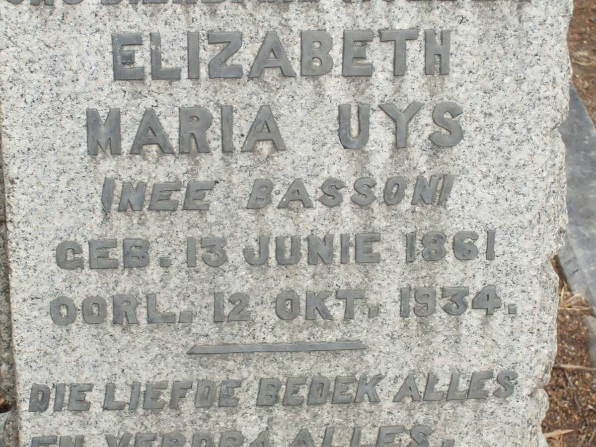 UYS Elizabeth Maria nee BASSON 1861-1934