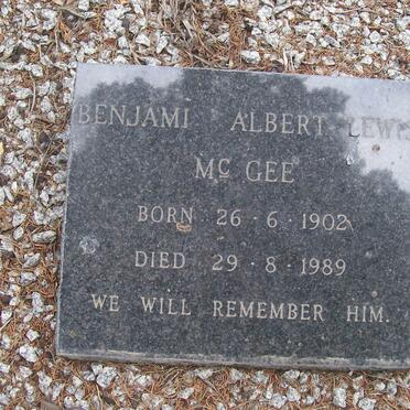 Mc GEE Benjamin Albert Lewis 1902-1989