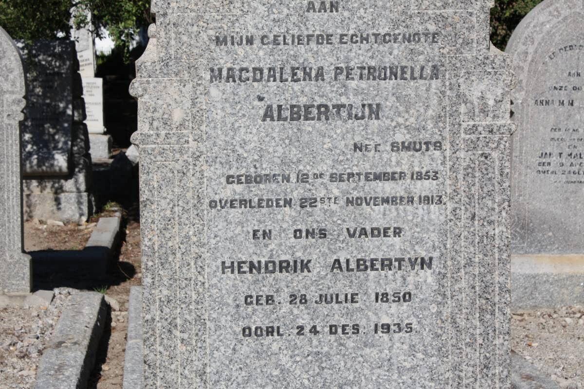 ALBERTYN Hendrik 1850-1935 &amp; Magdalena Petronella SMUTS 1853-1913