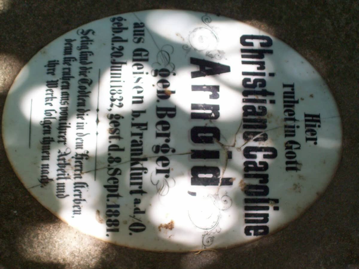 ARNOLD Christine Caroline nee BERGER 1832-1881