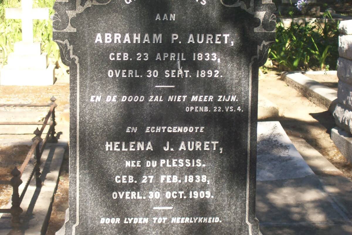 AURET Abraham P. 1833-1892 &amp; Helena J. DU PLESSIS 1838-1909