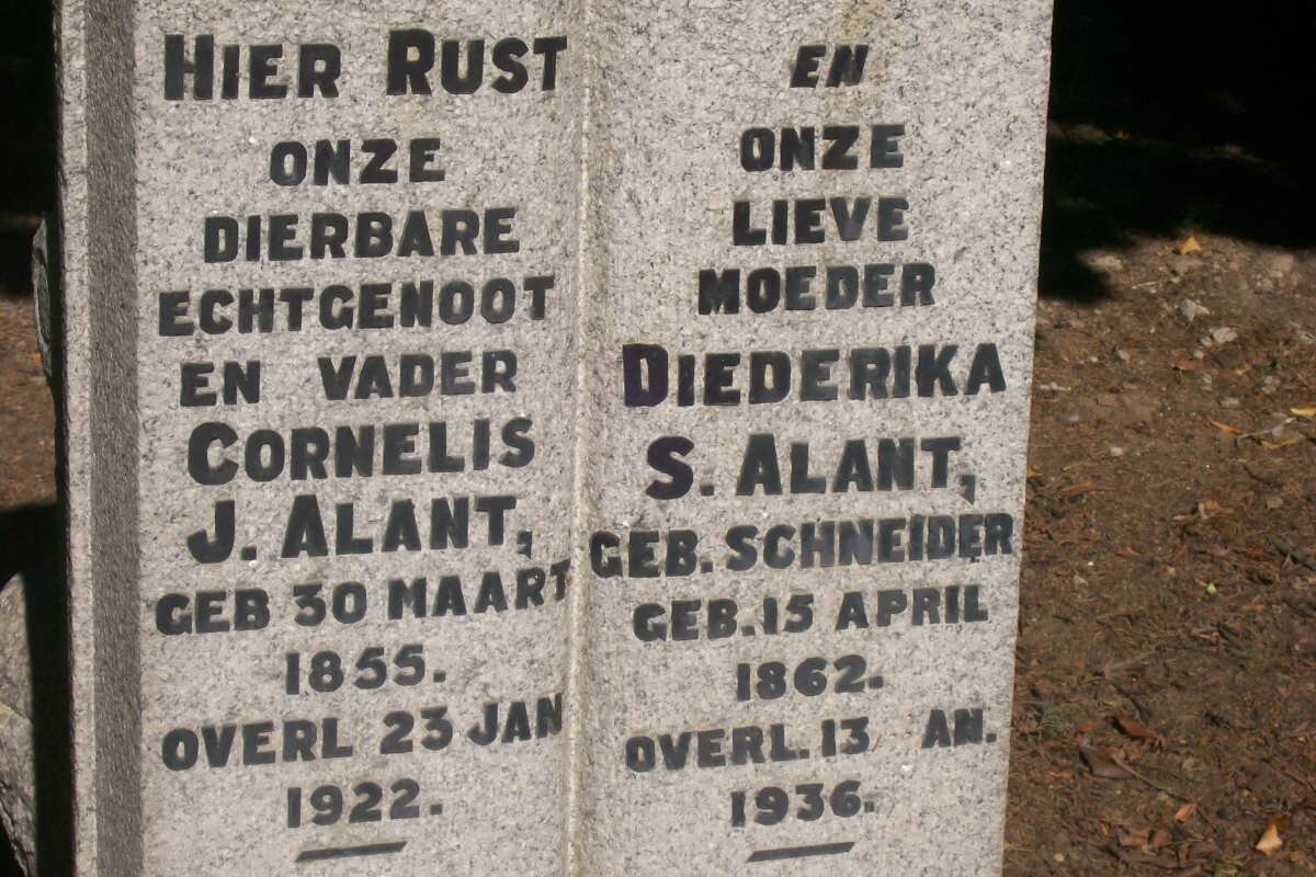 ALANT Cornelis J. 1855-1922 &amp; Diederika S. SCHNEIDER 1862-1936