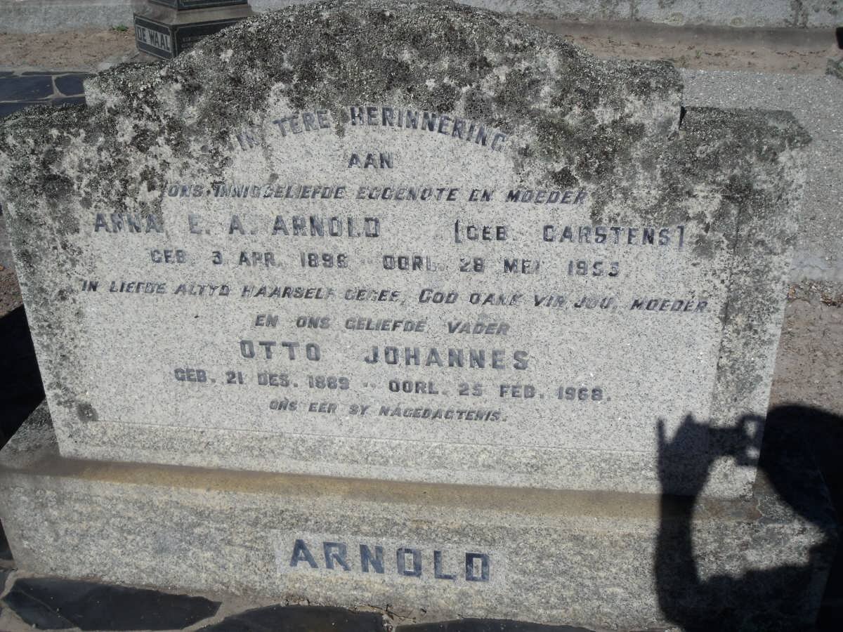 ARNOLD Otto Johannes 1889-1968 &amp; Anna E.A. CARSTENS 1896-1953