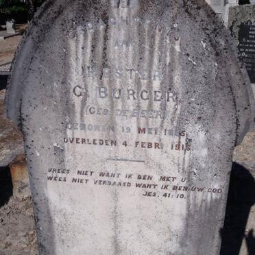 BURGER Hester C. DE BEER 1885-1916