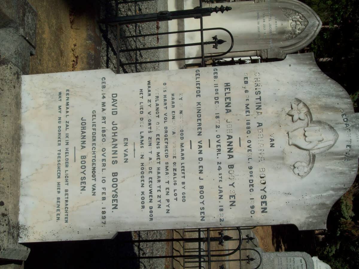 BOOYSEN  David Johannis 1850-1897 :: BOOYSEN Christian Adriana 1880-1890 :: BOOYSEN Helena Johanna 1872-1892