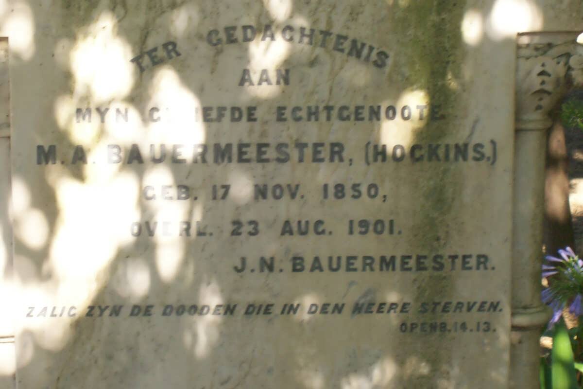 BAUERMEESTER M.A. nee HOGKINS 1850-1901