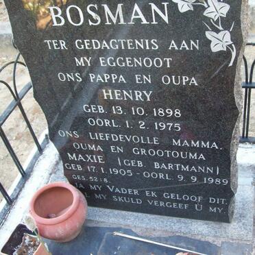 BOSMAN Henry 1898-1975 &amp; Maxie BARTMANN 1905-1989