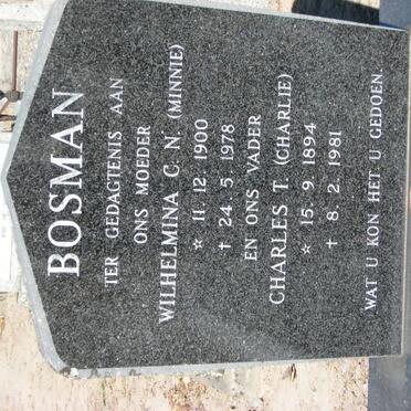 BOSMAN Charles T. 1894-1981 &amp; Wilhelmina C.N. 1900-1978