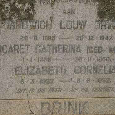 BRINK Hardwich Louw 1883-1947 &amp; Margaretha Catherina McMILLAN 1885-1960 :: BRINK Elizabeth Cornelia 1922-1952
