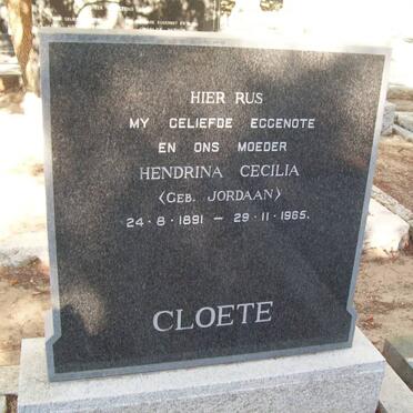 CLOETE Hendrina Cecilia nee JORDAAN 1891-1965