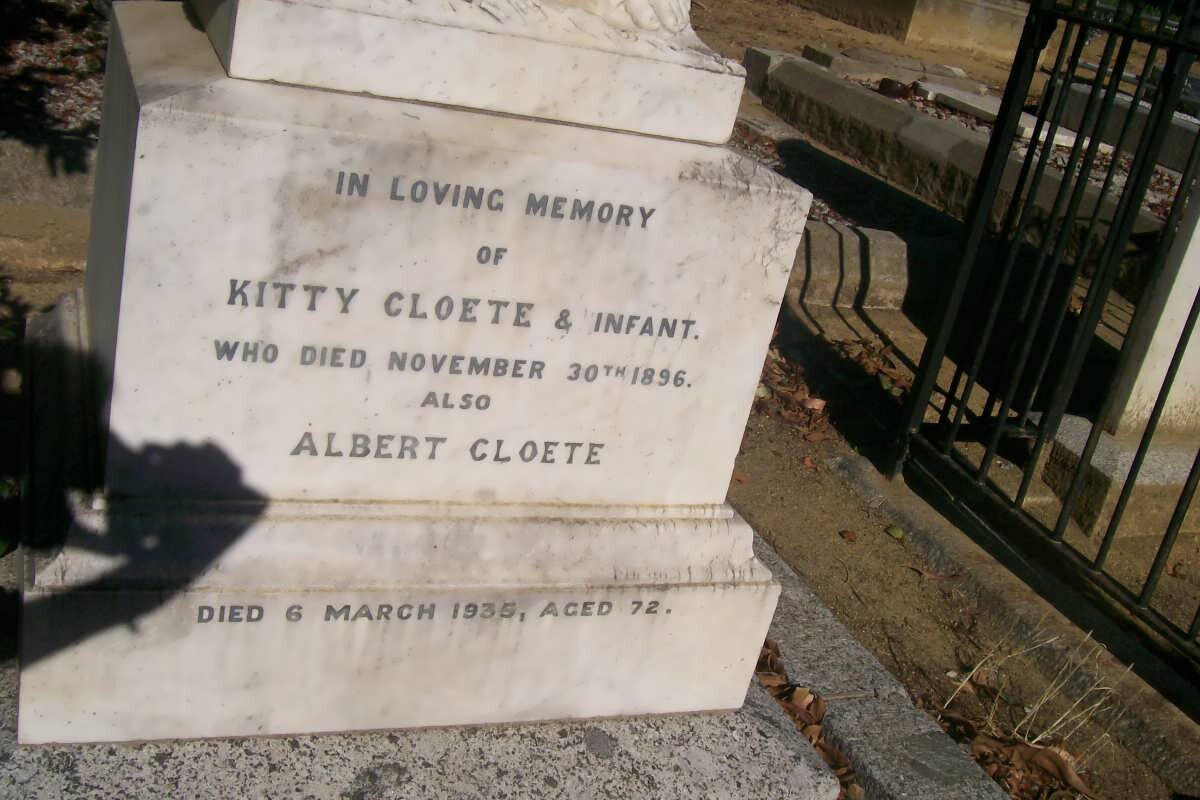 CLOETE Albert -1935 &amp; Kitty -1896 :: CLOETE Infant -1896