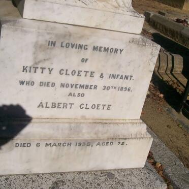 CLOETE Albert -1935 &amp; Kitty -1896 :: CLOETE Infant -1896