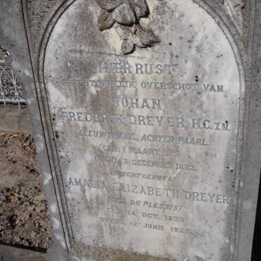 DREYER Johan Frederik 1819-1882 &amp; Amalia Elizabeth DU PLESSIS 1835-1920
