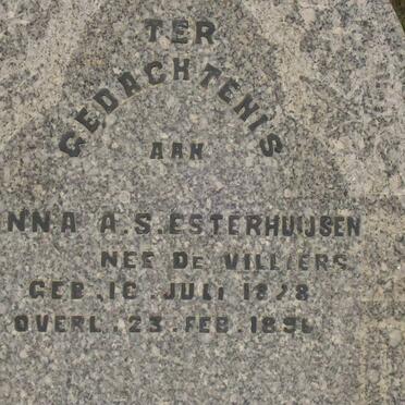 ESTERHUIJSEN Anna A.S. nee DE VILLIERS 18?8-1896