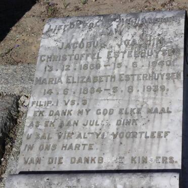 ESTERHUYSEN Jacobus Joachim Christoffel 1860-1940 &amp; Maria Elizabeth 1864-1939