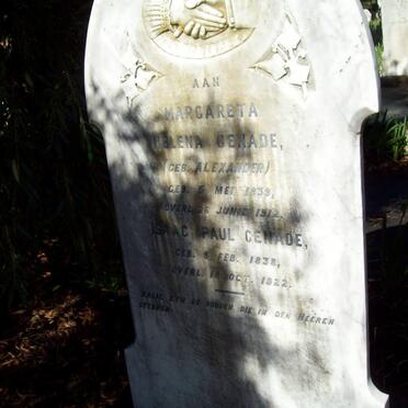 GENADE Isaac Paul 1828-1922 &amp; Margareta Helena ALEXANDER 1839-1912