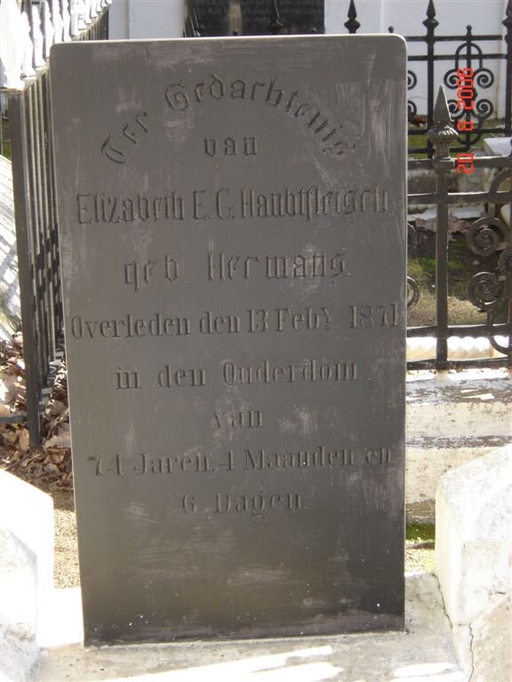 HAUBTFLEISCH Elizabeth E.G. nee HERMANS -1871