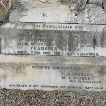 JOUBERT Margaretha Johanna -1898 :: JOUBERT Francois Johannes -1900 :: JOUBERT Francina Louisa -1909