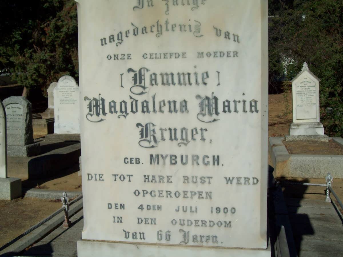 KRUGER Magdalena Maria nee MYBURGH -1900