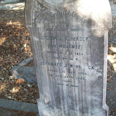 KOCK Johannes J., de -1924 &amp; Jacoba J.F. WILLEMSE -1924