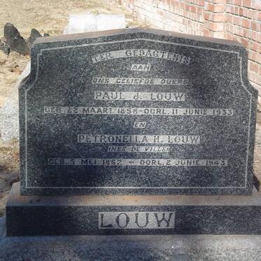 LOUW Paul J. 1858-1933 &amp; Petronella H. DE VILLE 1862-1943