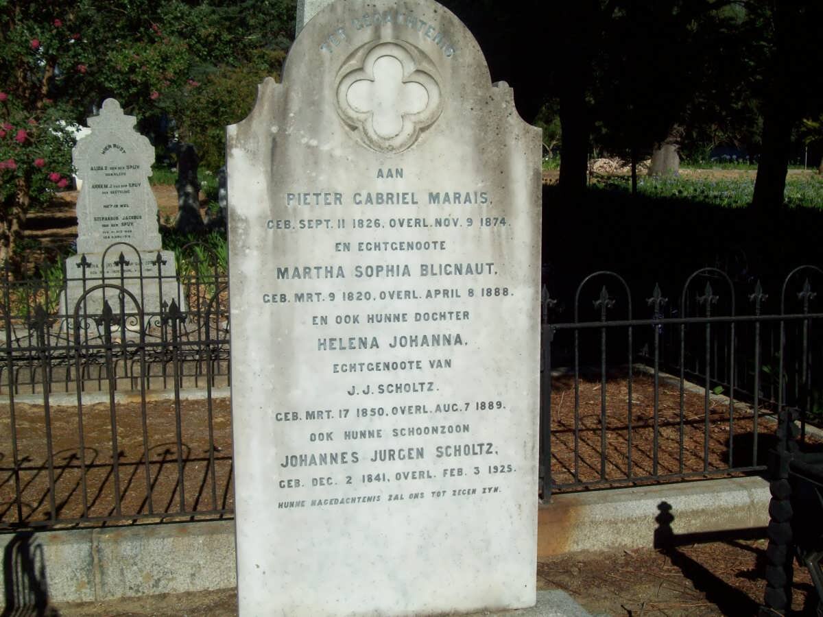 MARAIS Pieter Gabriel 1826-1874 &amp; Martha Sophia BLIGNAUT 1820-1888