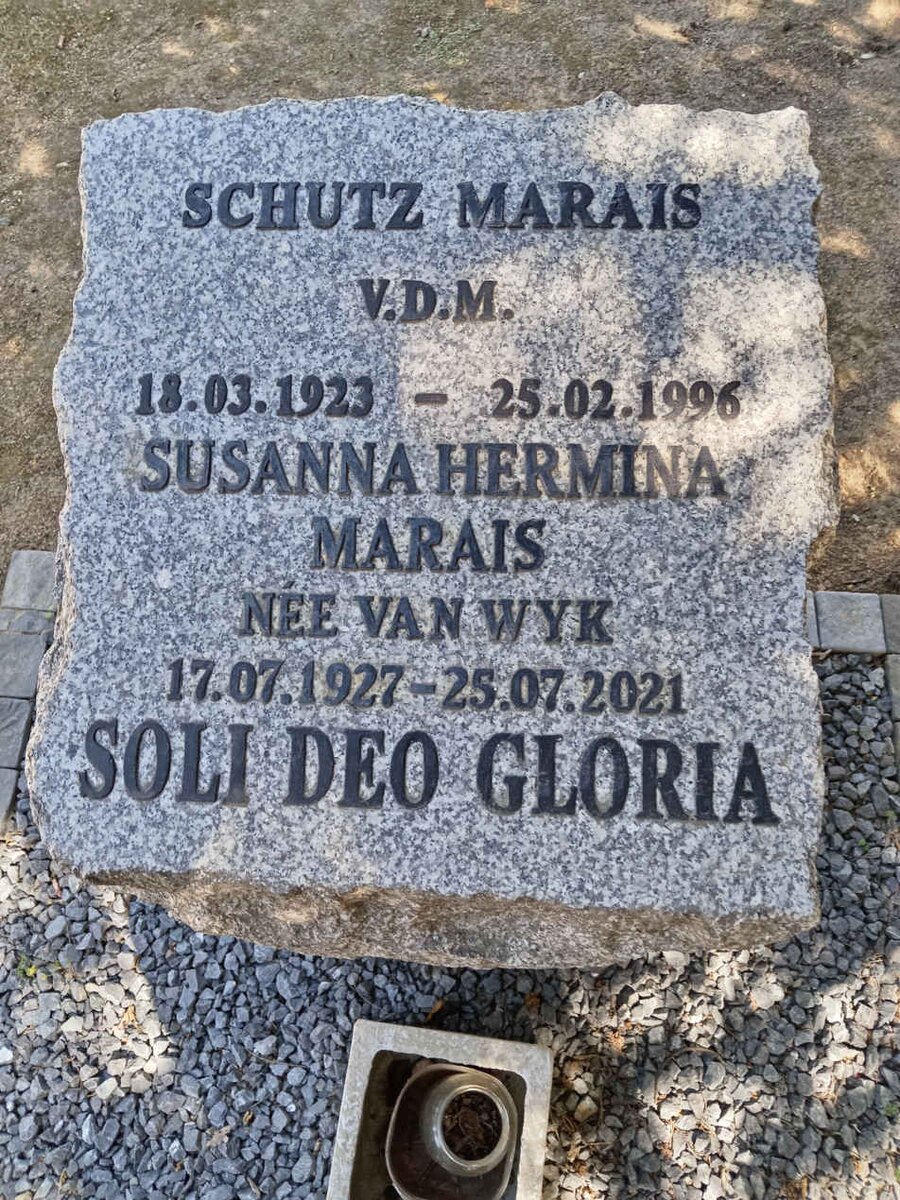 MARAIS Schutz 1923-1996 &amp; Susanna Hermina VAN WYK 1927-2021