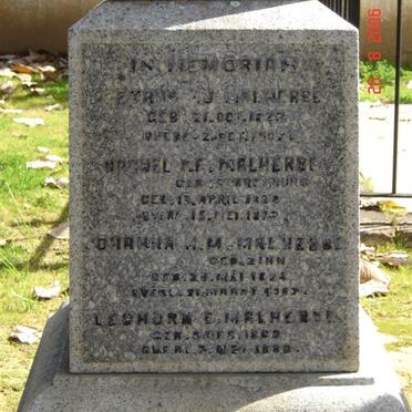 MALHERBE Petrus J.J. 1823-1907 &amp; Rachel P.F. SPARENBURG 1832-1872 :: MALHERBE Johanna H.M. nee ZINN 1824-1907