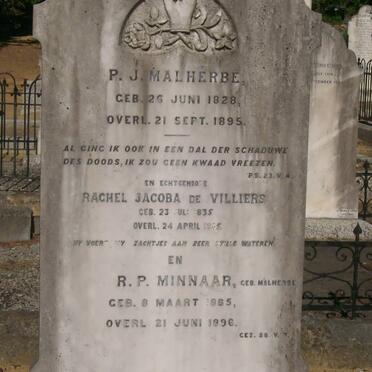 MALHERBE P.J. 1828-1895 &amp; Rachel Jacoba DE VILLIERS 1835-1905 :: MINNAAR R.P. nee MALHERBE 1865-1896