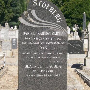 STOFBERG Daniel Bartholomeus 1902-1957 &amp; Beatrice Jacoba PICKARD 1910-1987