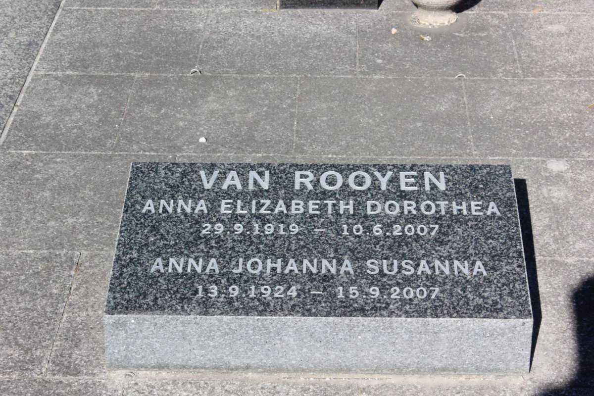 ROOYEN Anna Elizabeth Dorothea 1919-2007 :: VAN ROOYEN Anna Johanna Susanna, van 1924-2007