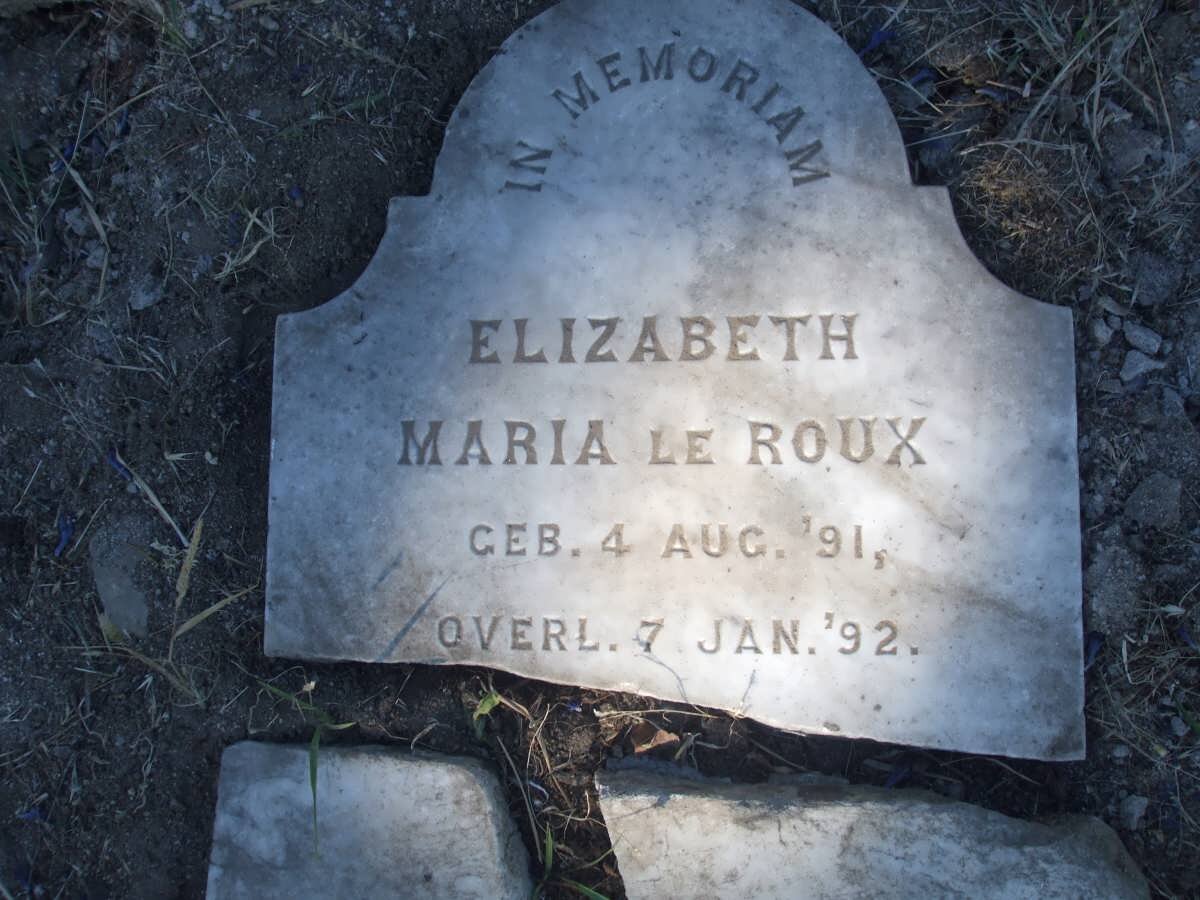 ROUX Elizabeth Maria, Le 1891-1892