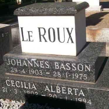 ROUX Johannes Basson, le 1903-1975 &amp; Cecilia Alberta 1902-1994