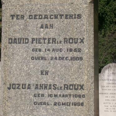 ROUX David Pieter, le 1852-1909 :: LE ROUX Jozua Annas 1860-1890