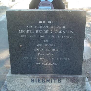SIEBRITS Michiel Hendrik Cornelis 1893-1960 &amp; Anna Louisa VAN WYK 1894-1963