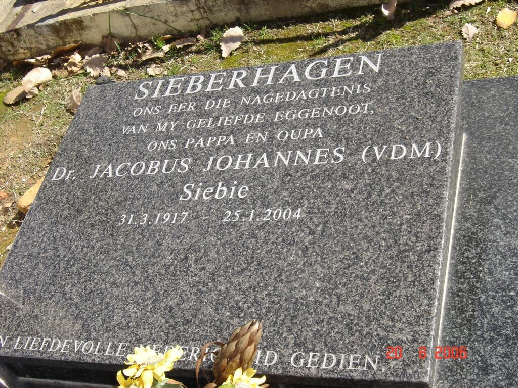 SIEBERHAGEN Jacobus Johannes 1917-2004
