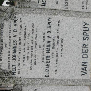 SPUY Melt Johannes, v.d. 1864-1917 &amp; Elizabeth Maria HAMMAN 1865-1941