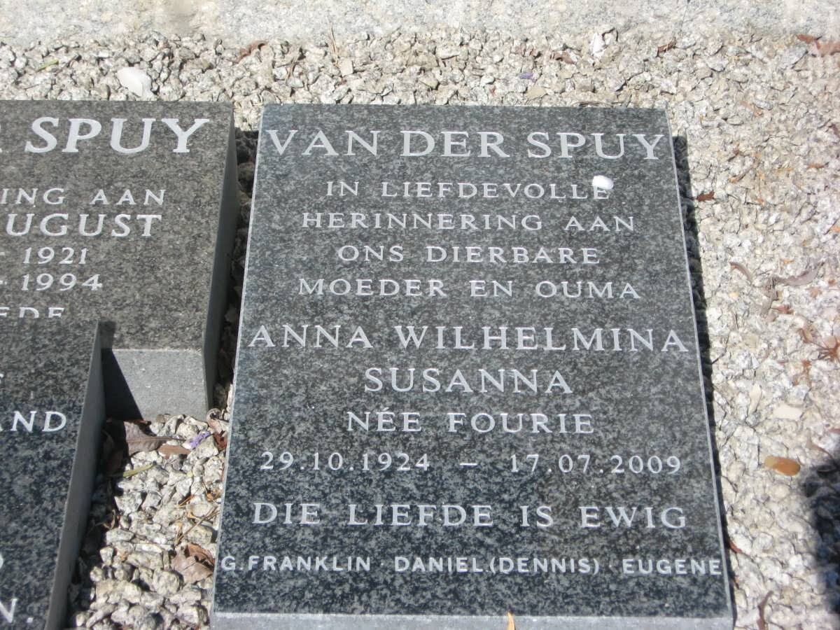 SPUY Anna Wilhelmina Susanna, van der nee FOURIE 1924-2009