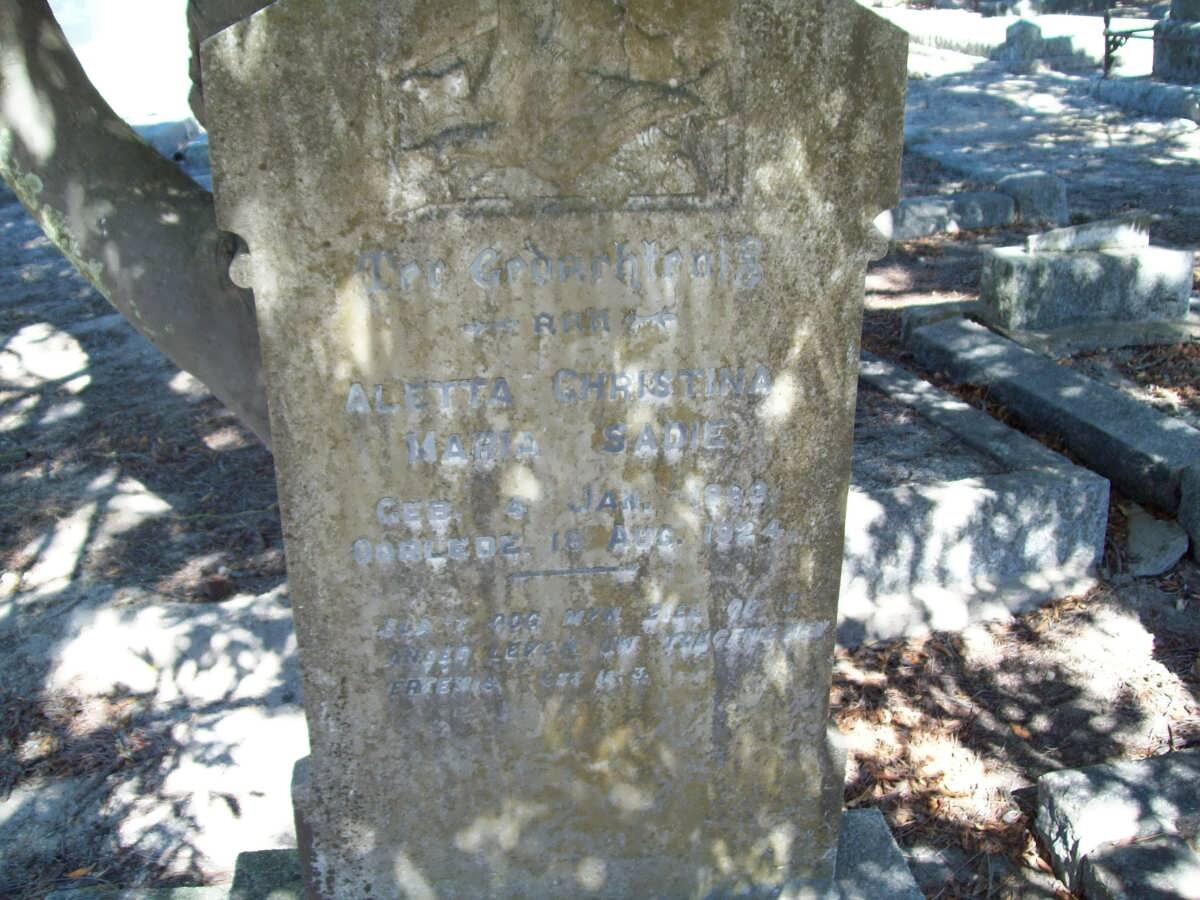 SADIE Aletta Christina Maria 1889-1924