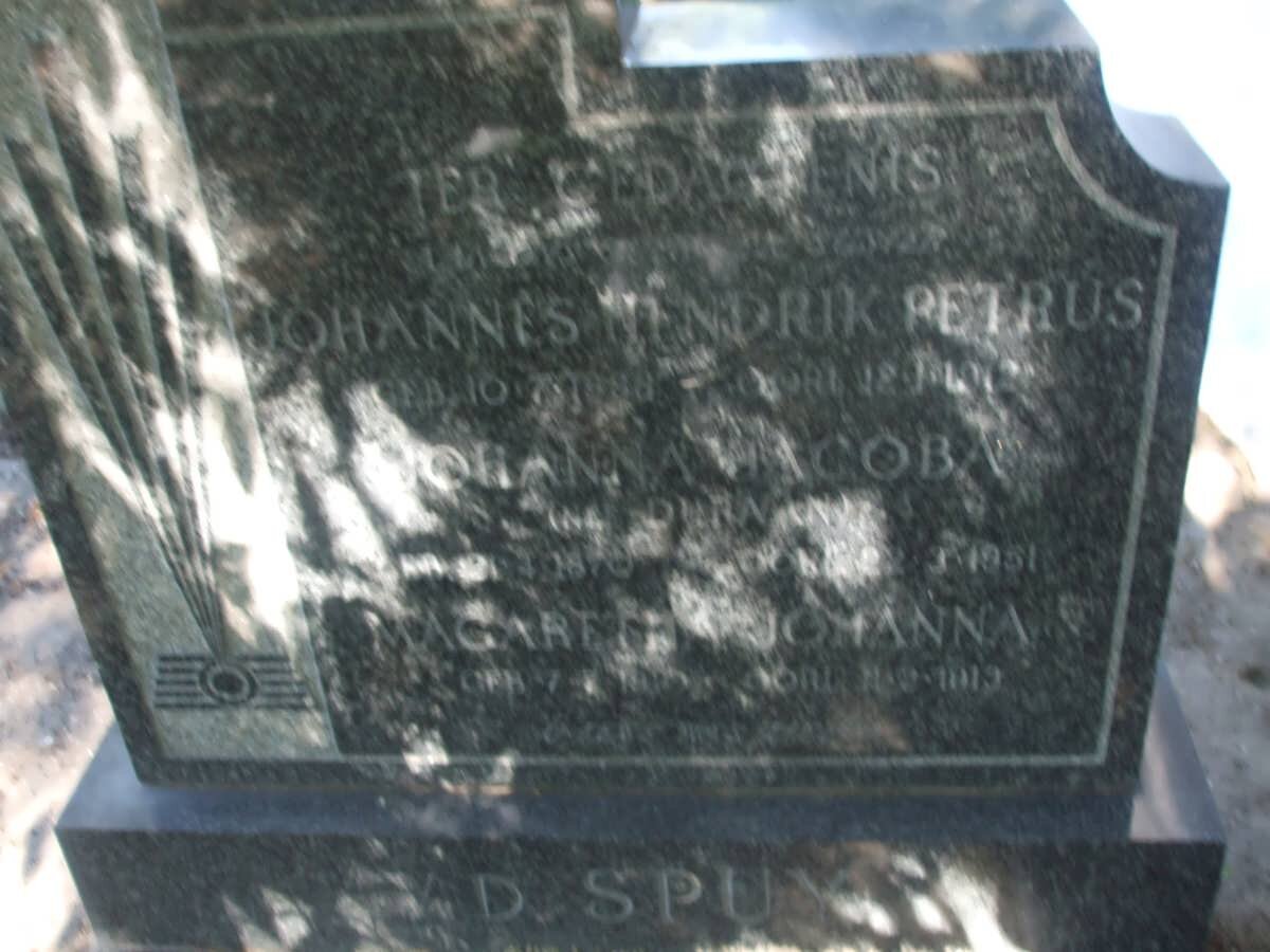 SPUY Johannes Hendrik Petrus, v.d. 1888-191? &amp; Johanna Jacoba DU RAAN 187?-19?1 ::  VAN DER SPUY Magaretha Johanna  -1919