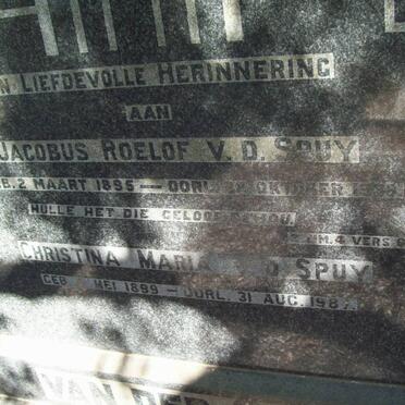 SPUY Jacobus Roelof, van der 1895-1938 &amp; Christina Maria 1899-1987 