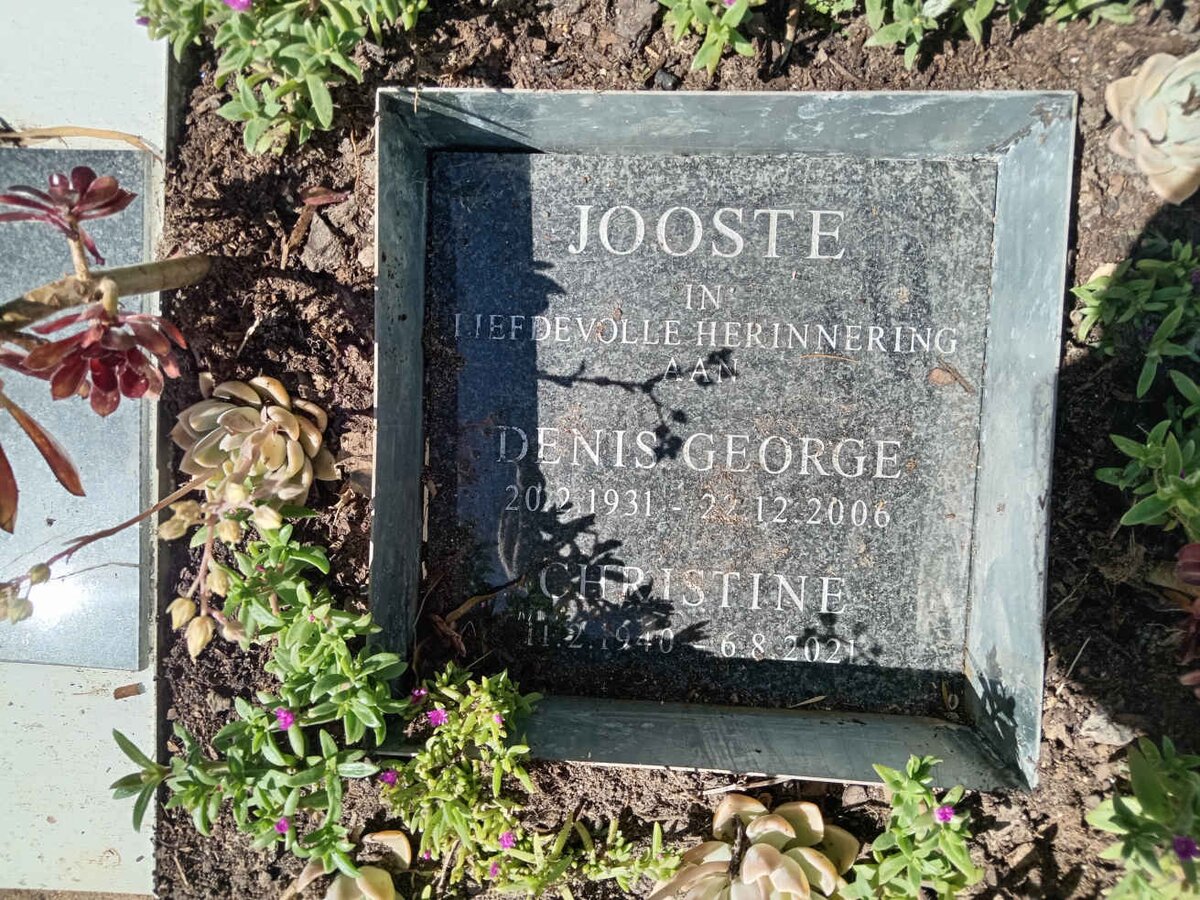 JOOSTE Denis George 1931-2006 &amp; Christine 1940-2021