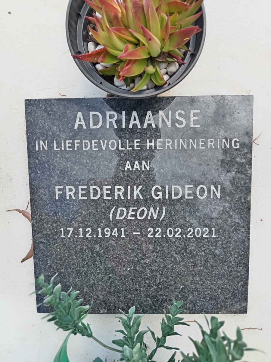 ADRIAANSE Frederik Gideon 1941-2021