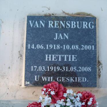 RENSBURG Jan, van 1918-2001 &amp; Hettie 1919-2008