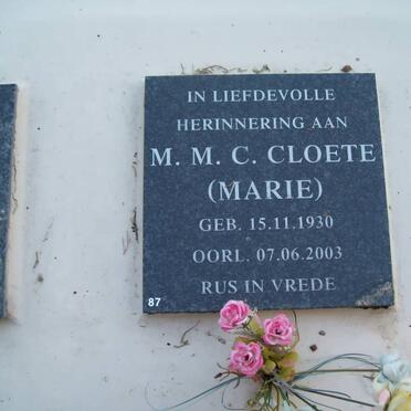 CLOETE M.M.C. 1930-2003